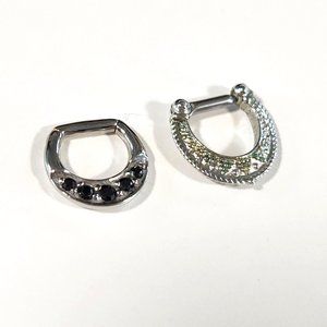 two septum nose clicker rings 14 ga gauge